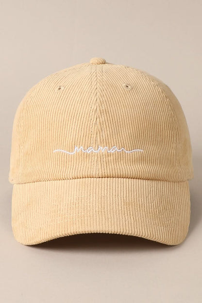 MAMA Embroidered Corduroy Baseball Cap - 7 Colors kids outfit