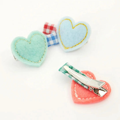 MeriMeri Felt Heart Hair Clips Set (6pk) kids outfit