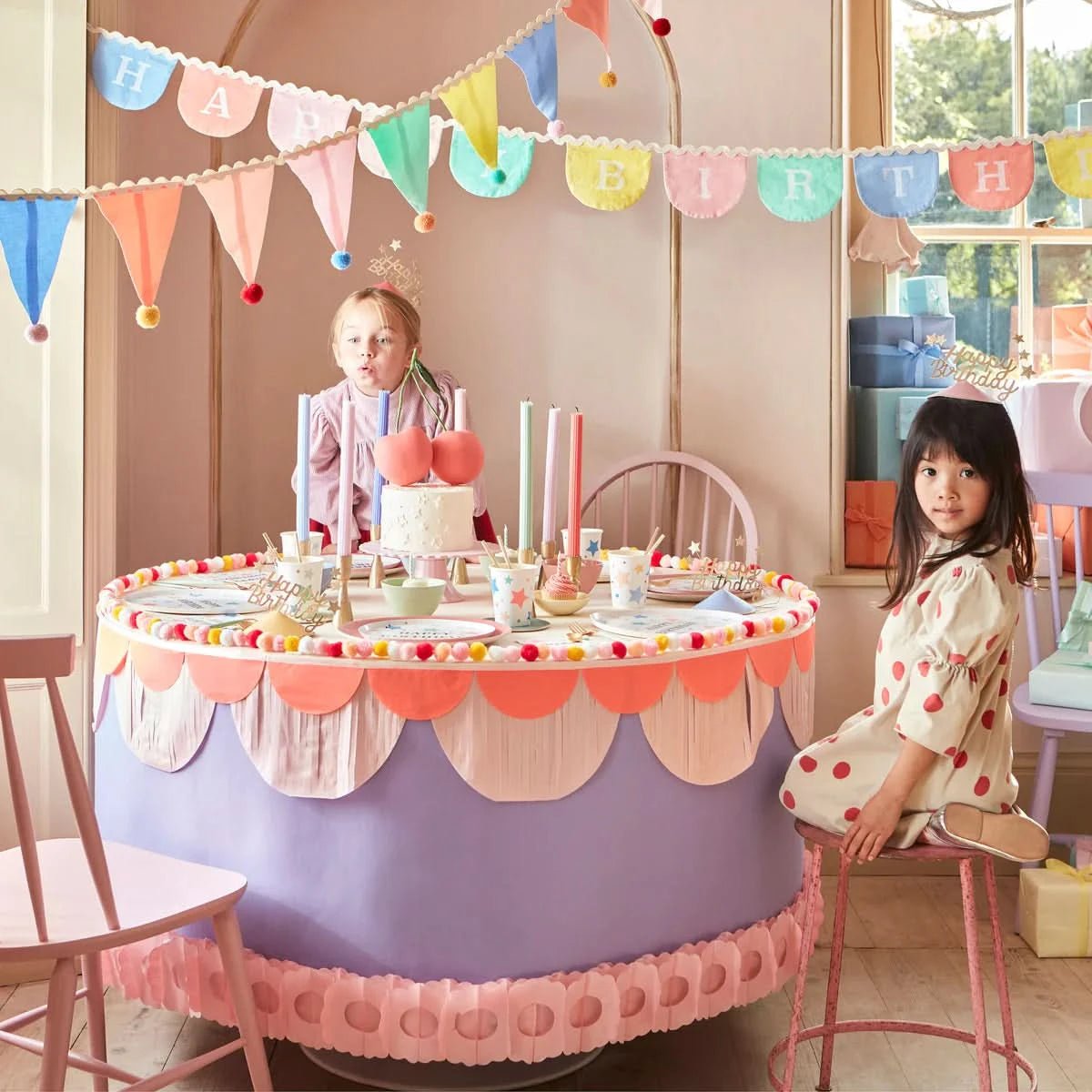 MeriMeri Pastel Pompom Flag Garland kids outfit
