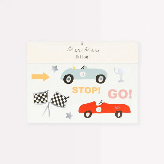 MeriMeri Race Cars Tattoos (x 2 sheets) kids outfit