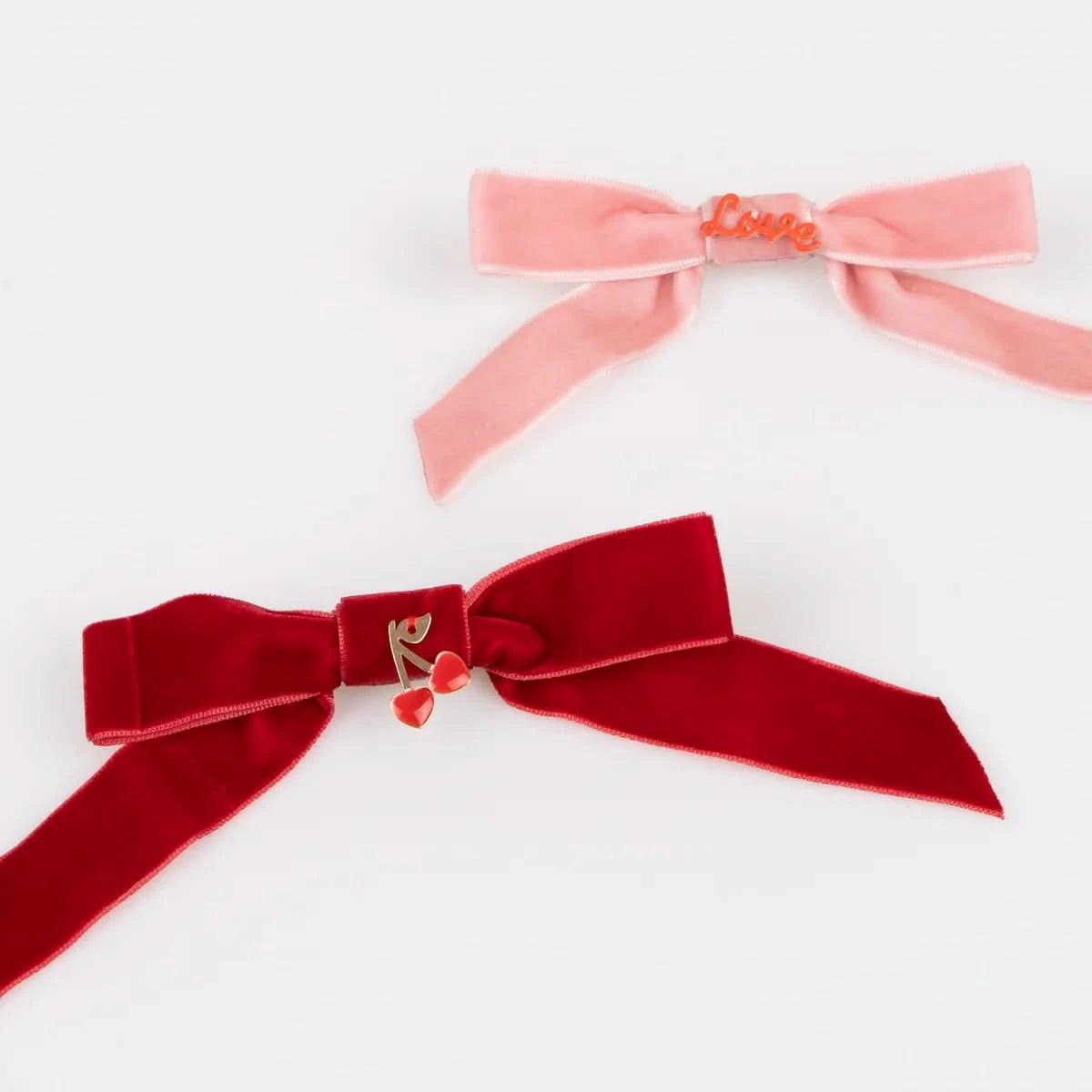 MeriMeri Velvet Bows With Charms Hair Clips Set (4pk) kids outfit