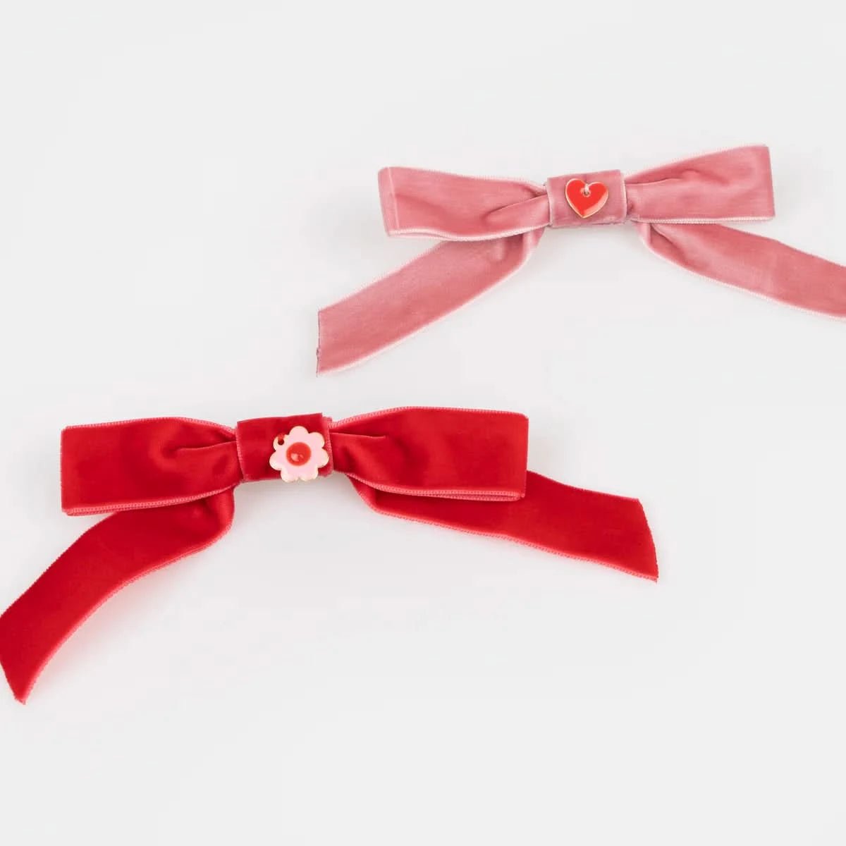 MeriMeri Velvet Bows With Charms Hair Clips Set (4pk) kids outfit