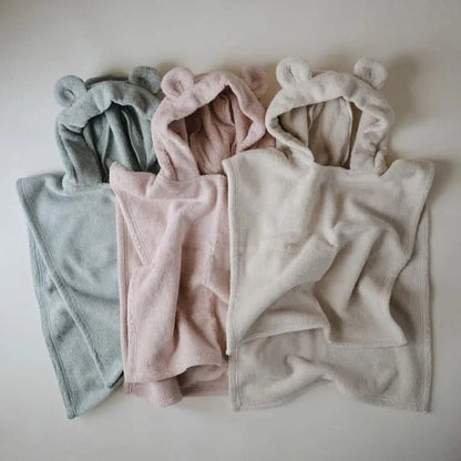 Mushie Bear Poncho Towel - Fog kids outfit