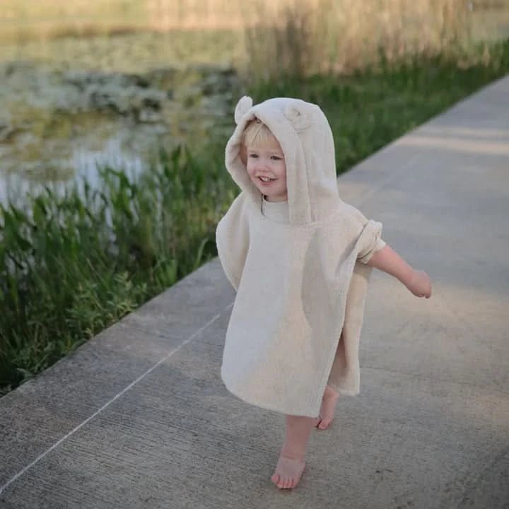 Mushie Bear Poncho Towel - Fog kids outfit