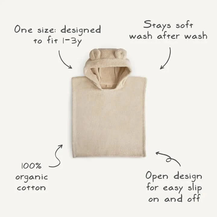 Mushie Bear Poncho Towel - Fog kids outfit