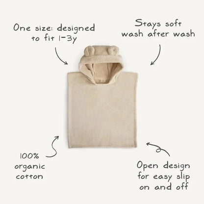 Mushie Bear Poncho Towel - Fog kids outfit