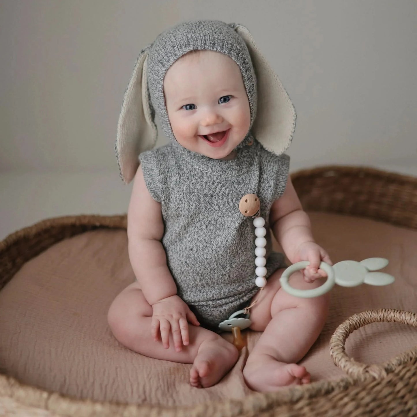 Mushie Bunny Teether kids outfit