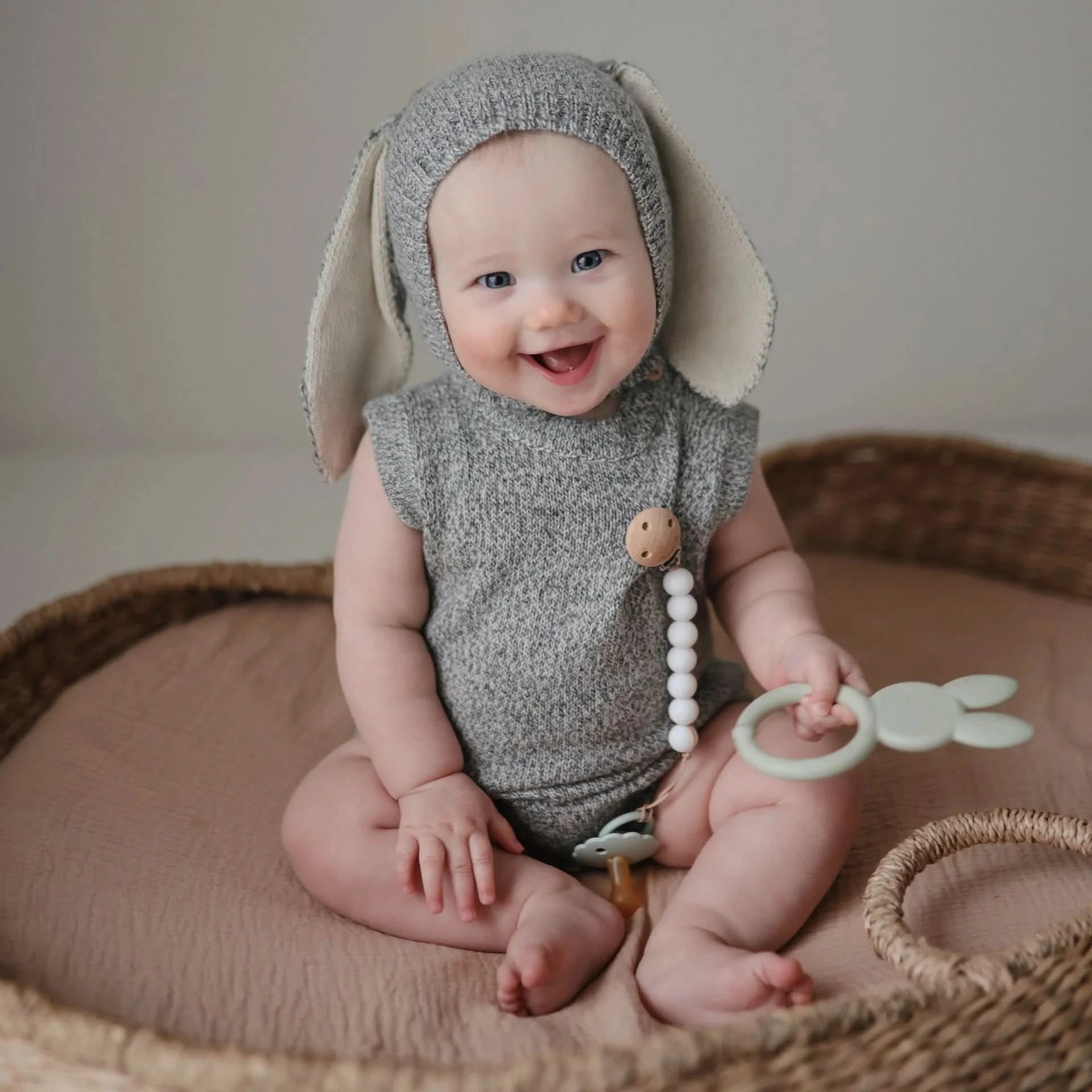 Mushie Bunny Teether kids outfit