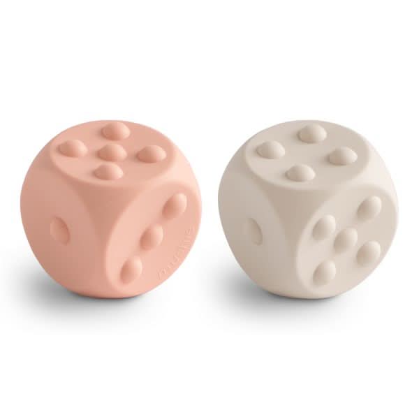 Mushie Dice Press Toy 2 - Pack (Blush/Shifting Sand) kids outfit