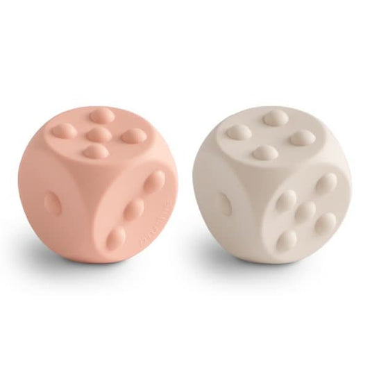 Mushie Dice Press Toy 2 - Pack (Blush/Shifting Sand) kids outfit