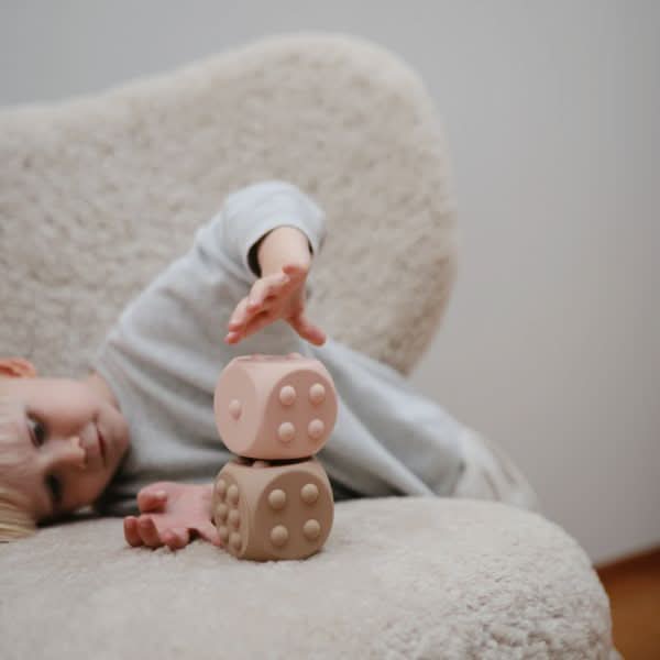 Mushie Dice Press Toy 2 - Pack (Blush/Shifting Sand) kids outfit