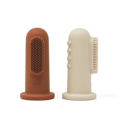 Mushie Finger Toothbrush - Clay/Shifting Sand kids outfit