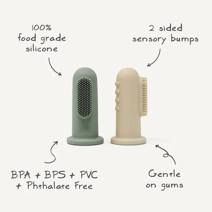 Mushie Finger Toothbrush - Clay/Shifting Sand kids outfit