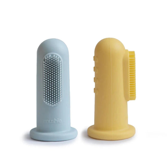 Mushie Finger Toothbrush - Powder Blue/Daffodil kids outfit