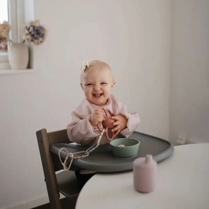 Mushie Long Sleeve Bib - Blush kids outfit