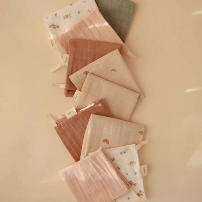 Mushie Muslin Cotton Washcloth 5 - Pack - Rainbow Combo kids outfit