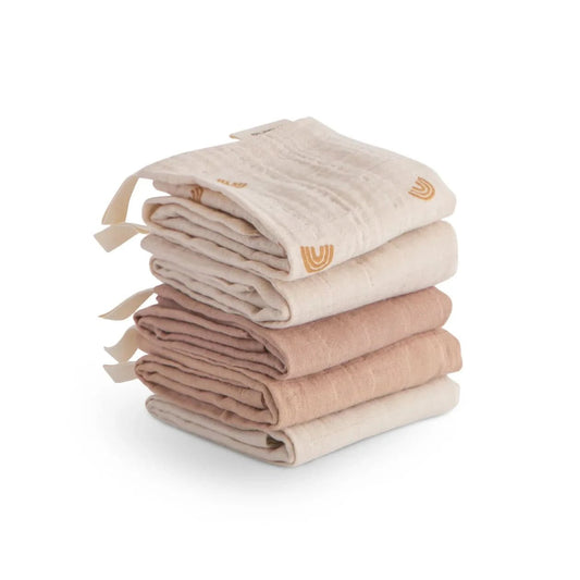 Mushie Muslin Cotton Washcloth 5 - Pack - Rainbow Combo kids outfit