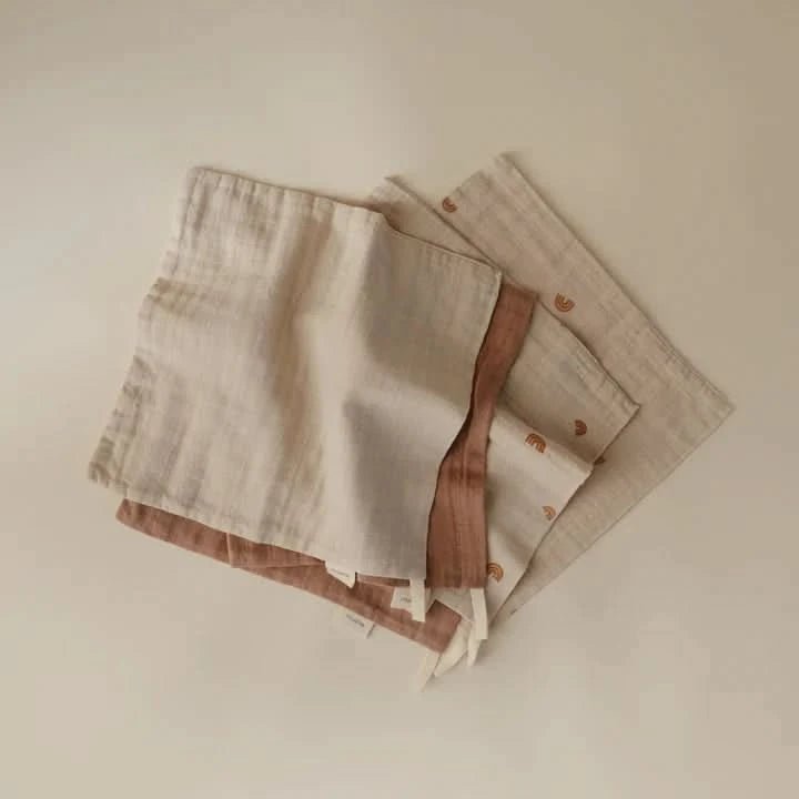 Mushie Muslin Cotton Washcloth 5 - Pack - Rainbow Combo kids outfit