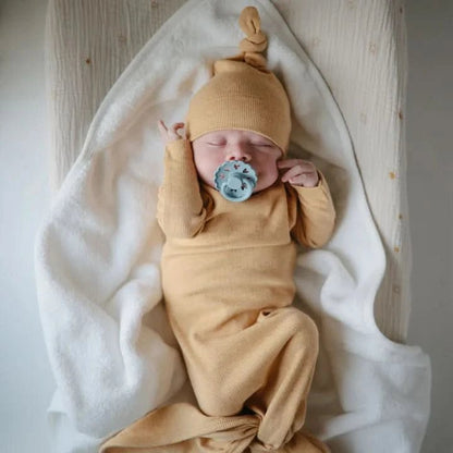 Mushie Organic Cotton Baby Hooded Towel - Pearl kids outfit