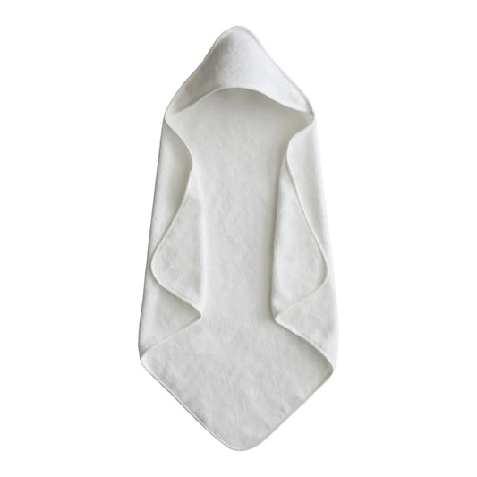 Mushie Organic Cotton Baby Hooded Towel - Pearl kids outfit