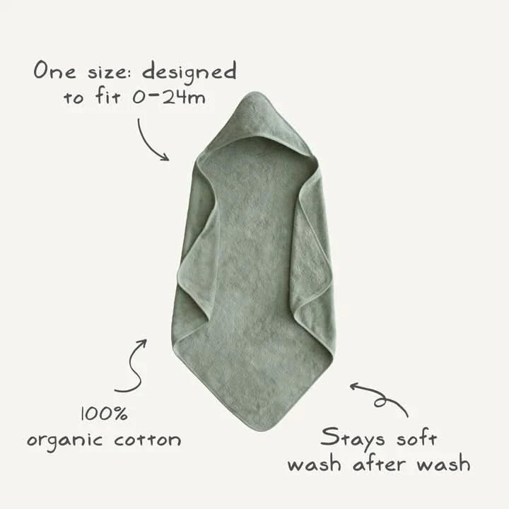 Mushie Organic Cotton Baby Hooded Towel - Pearl kids outfit