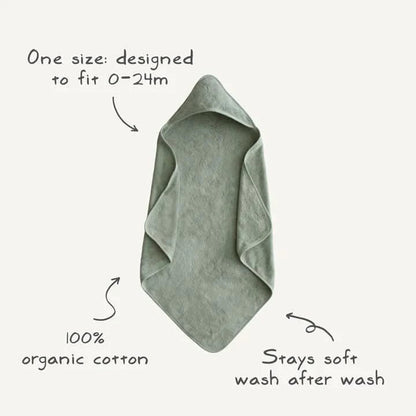 Mushie Organic Cotton Baby Hooded Towel - Pearl kids outfit