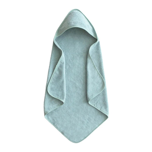 Mushie Organic Cotton Baby Hooded Towel - Sea Mist kids outfit
