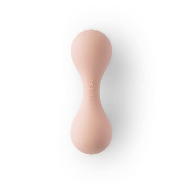 Mushie Silicone Baby Rattle Toy (Blush) kids outfit