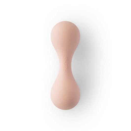 Mushie Silicone Baby Rattle Toy (Blush) kids outfit