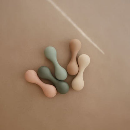 Mushie Silicone Baby Rattle Toy (Blush) kids outfit