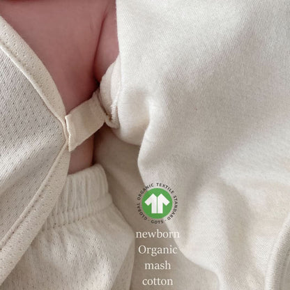 Newborn 2 Piece Organic Cotton Top and Beanie Set (0 - 3m) - Ivory kids outfit