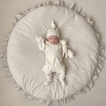 Newborn 2 Piece Organic Cotton Top and Beanie Set (0 - 3m) - Ivory kids outfit