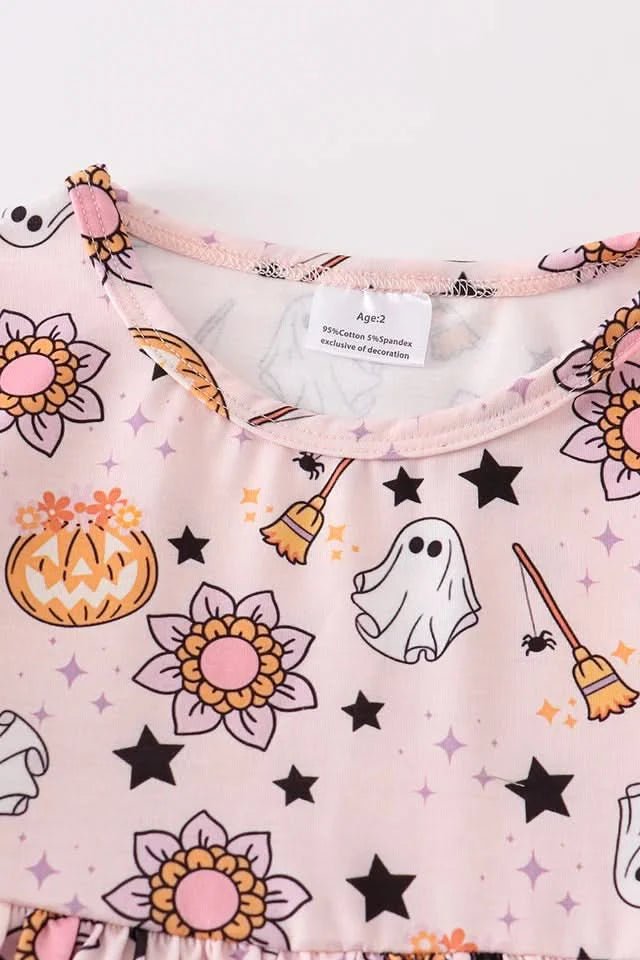 Pink Pumpkin Graphic Dress (1 - 6y) - Pink kids outfit