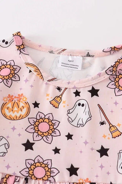 Pink Pumpkin Graphic Dress (1 - 6y) - Pink kids outfit