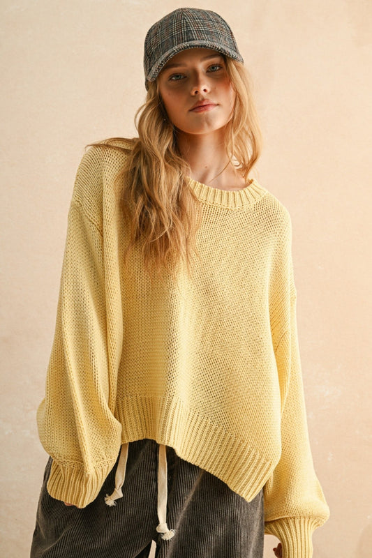 [Pre - Order] Adult Ballon Sleeve Sweater Top - Apple Green - AT NOON STORE