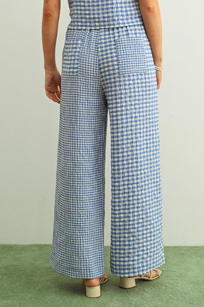 [PRE - ORDER] Adult Mixed Gingham Straight Pants - Beige - AT NOON STORE