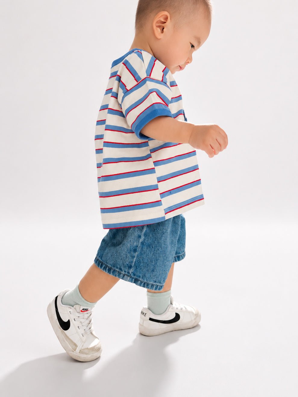 [Pre-Order] At Noon Kids Oversized USA Print Stripe T-Shirt (6m-8y) - 2 Colors kids outfit