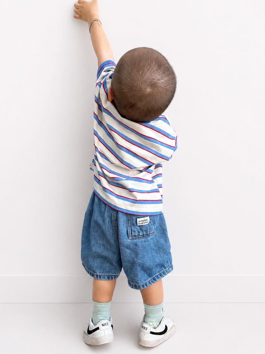 [Pre-Order] At Noon Kids Oversized USA Print Stripe T-Shirt (6m-8y) - 2 Colors kids outfit