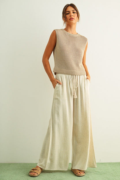 [Pre - Order]Adult Sleeveless Knitted Top - Beige - AT NOON STORE