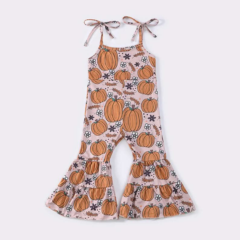 Pumpkin Graphic Print Strap Jumpsuit (12m - 7y) kids outfit