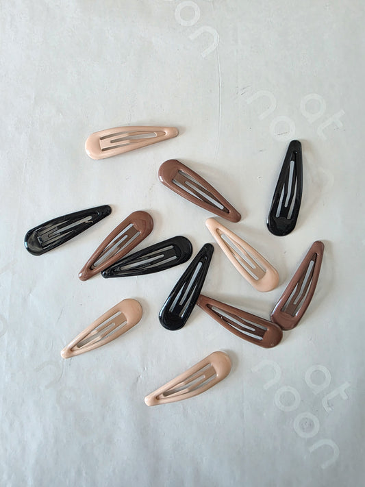 Girls Snap Clips (12pk) - Brown - AT NOON STORE