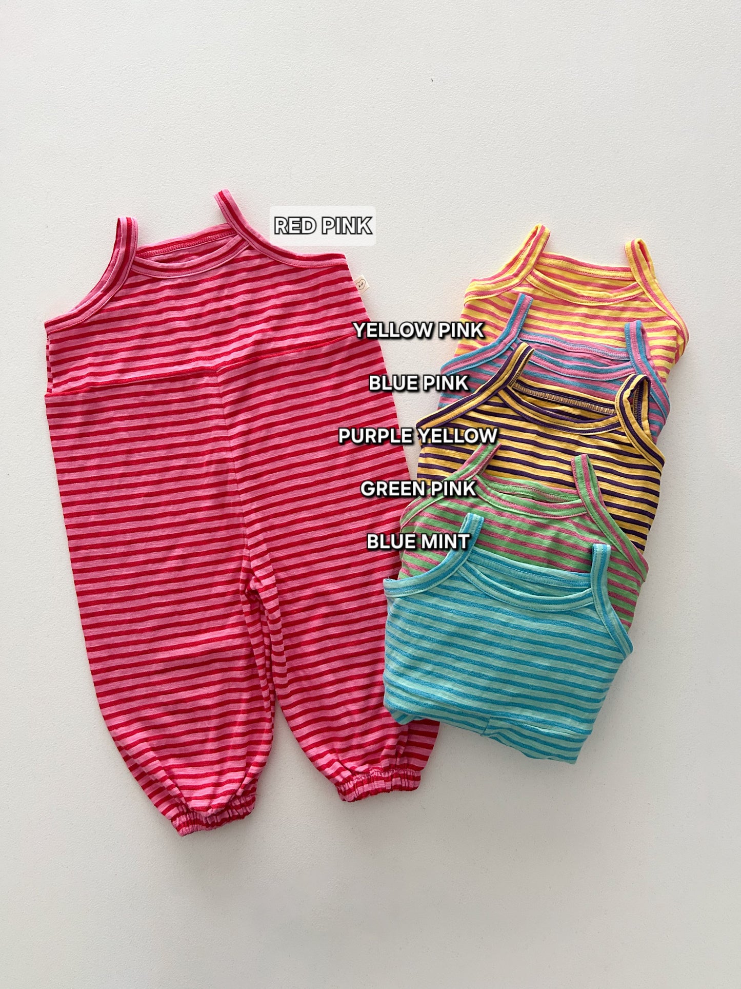 Toddler Sleeveless Stripe Jumpsuit (1-5y)- 5 Colors
