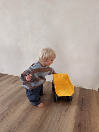 At Noon Toddler W25 Oversized Brushed Cotton Stripe Sweatshirt (1-6y) - Sky Brown