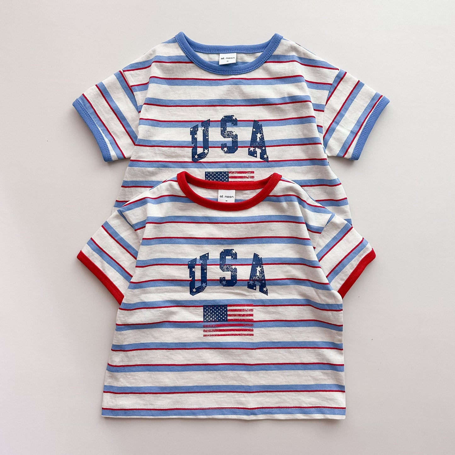 [Pre-Order] At Noon Kids Oversized USA Print Stripe T-Shirt (6m-8y) - 2 Colors