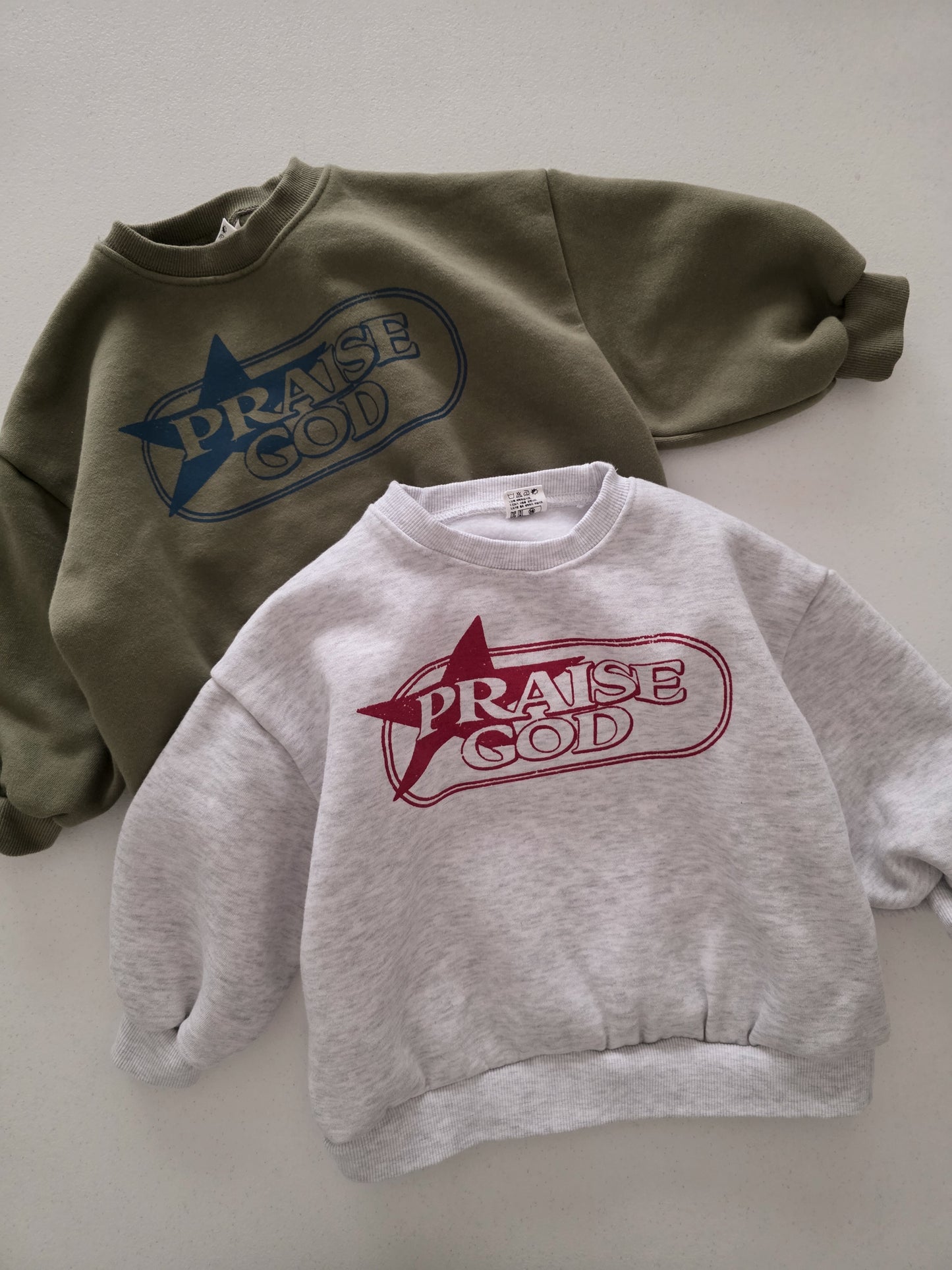Kids Brushed Cotton PRAISE GOD Long Sleeve Sweatshirt (2-10y) - 2 Colors