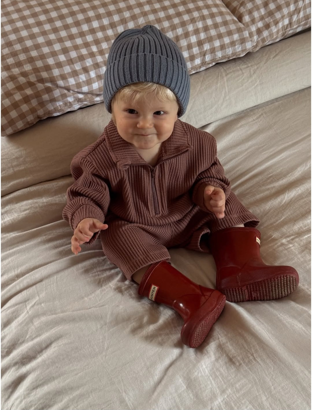 [At Noon Original Design] Kids Half-Zip Waffle Top and Shorts Set (6m-7y) - 3 Colors - AT NOON STORE