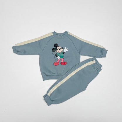 Toddler Side Colorblock Sweatshirt and Jogger Pants Set (1-2y) - Blue