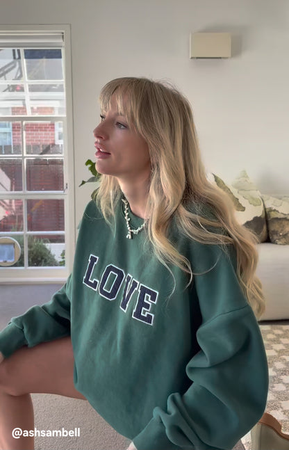 [At Noon Exclusive]] Mom Corduroy Embroidery  LOVE Sweatshirt (One Size) - 2 Colors - AT NOON STORE