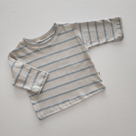 Kids Long Sleeve Stripe Top (3m-5y) - Blue - AT NOON STORE