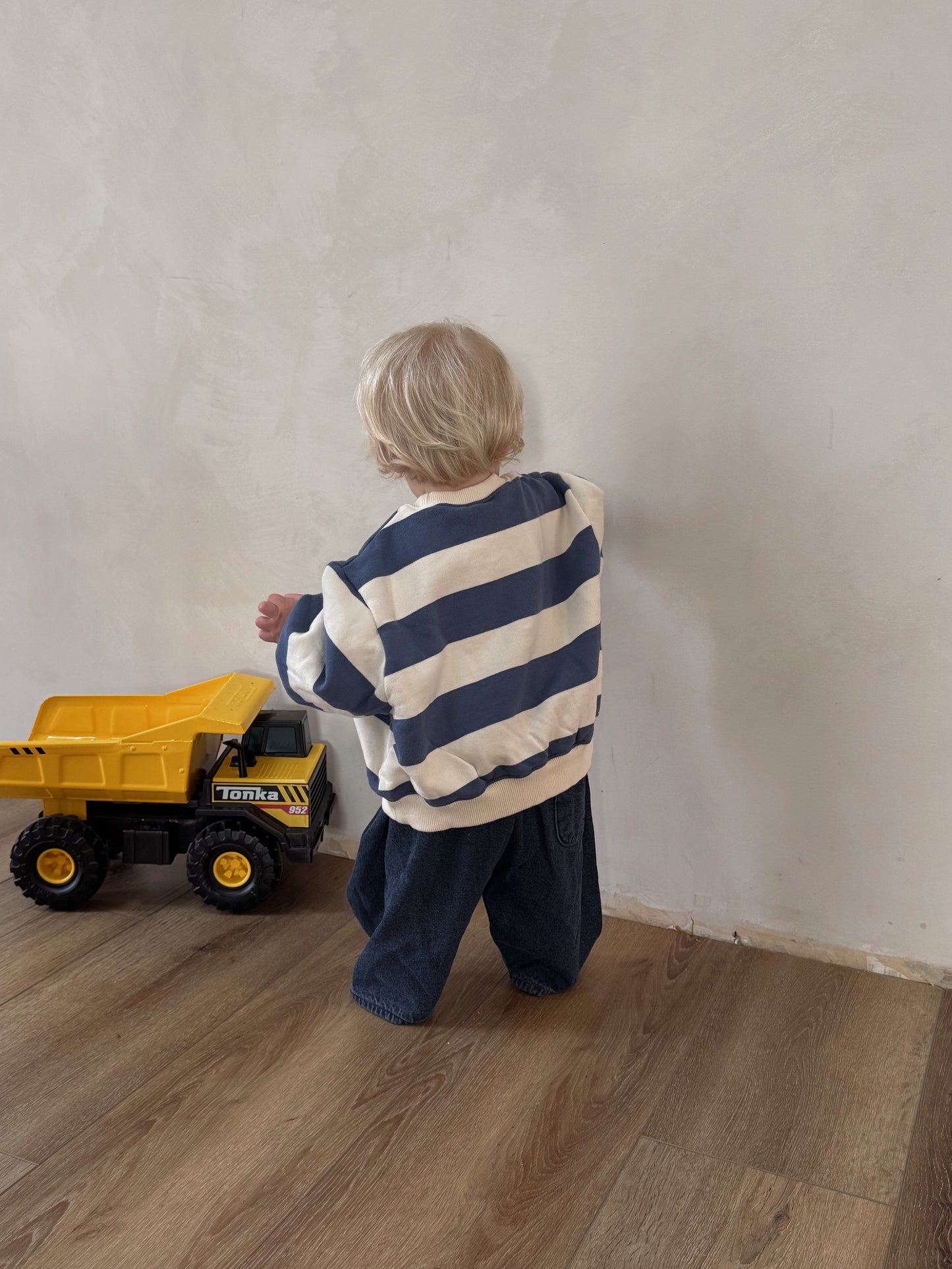 At Noon Toddler W25 Oversized Brushed Cotton Stripe Sweatshirt (1-6y) - Navy